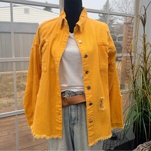 Mustard Yellow Distressed Women's Jacket | XL